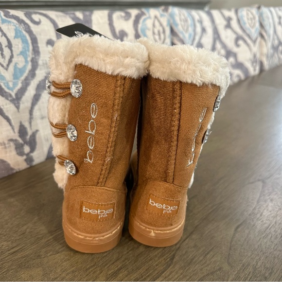 NWT Bebe Kids’ Rhinestone Button Faux Fur Lined Trim Winter Boot Sizes 8 9 10 - Picture 5 of 9